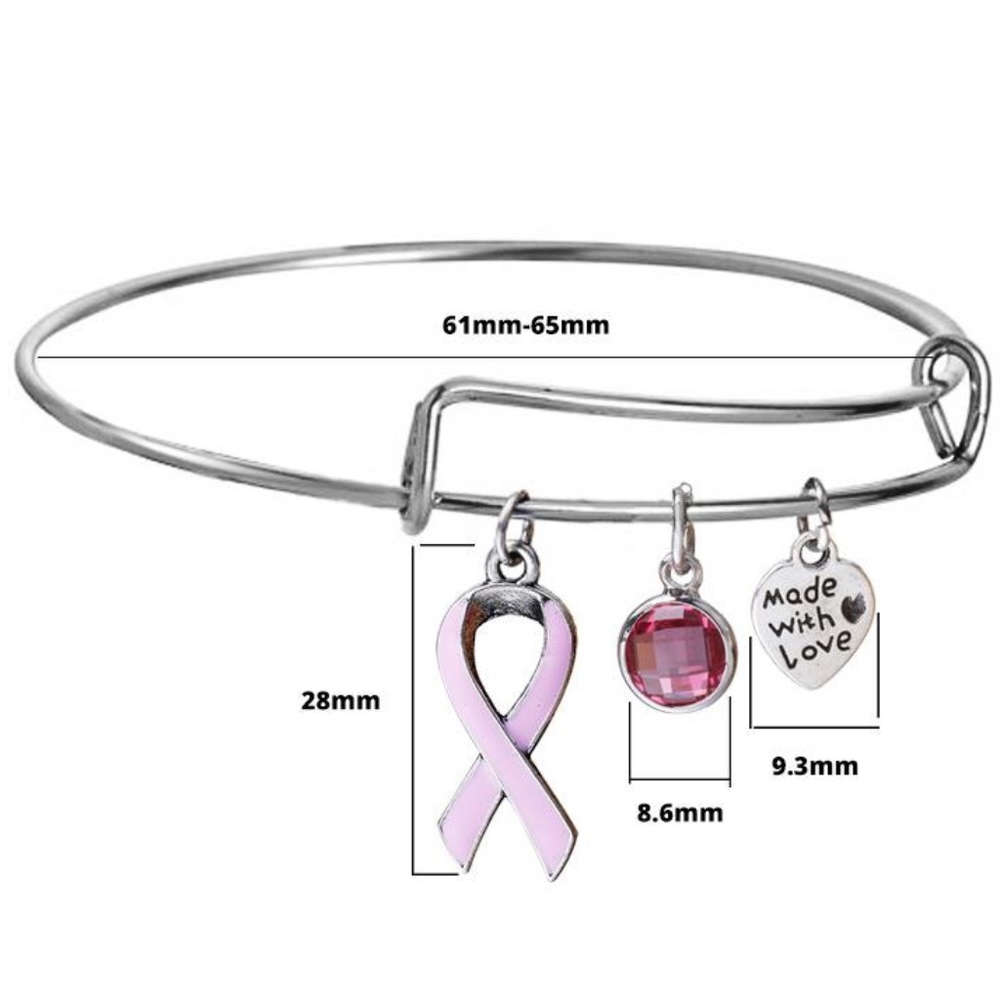 Breast Cancer Awareness Ribbon Bangle - Picture 4 of 4